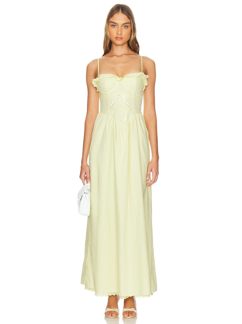 Revolve More to Come Marleen Maxi Dress in Yellow Small Womens Eyelet Long